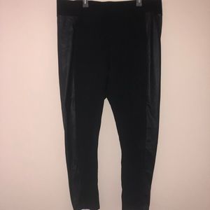 Black Faux Leather Panel Leggings